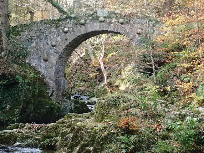Foley's Bridge over the Shimna River in Tollymore Forest Park, County Down, in autumn