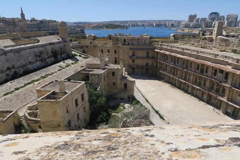 The star-shaped Fort St Elmo at the tip of Valletta, with Marsamxett Harbour behind