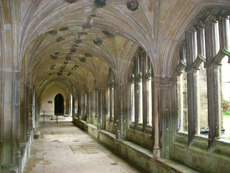 The vaulted cloister walk of Lacock Abbey, Wiltshire