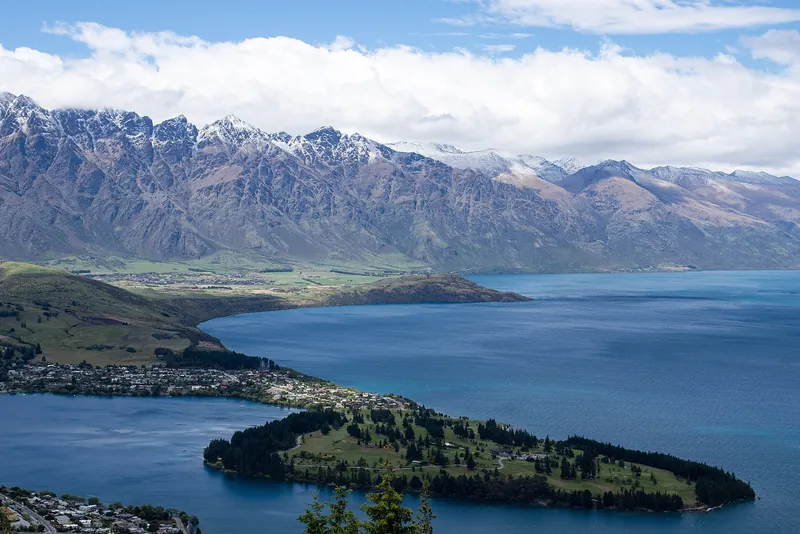The Remarkables above Queenstown and Lake Wakatipu, seen from Bob's Peak