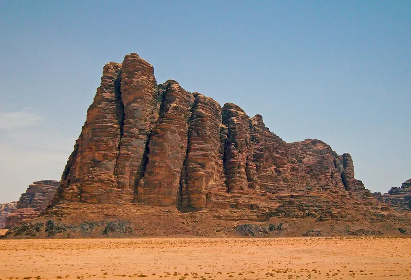 The Seven Pillars of Wisdom rock above the Wadi Rum visitor center